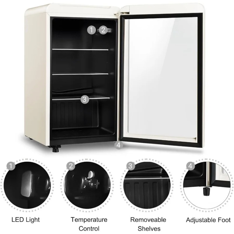 Refrigerador de bebidas Retro, - Wine Beer Mini Fridge reseña y precio