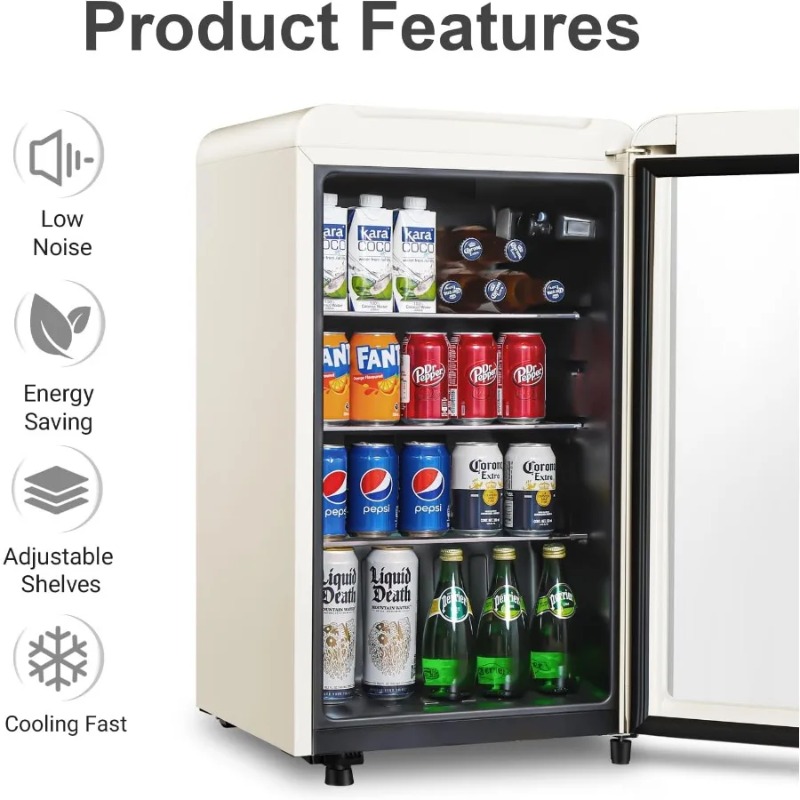 Refrigerador de bebidas Retro, - Wine Beer Mini Fridge reseña y precio
